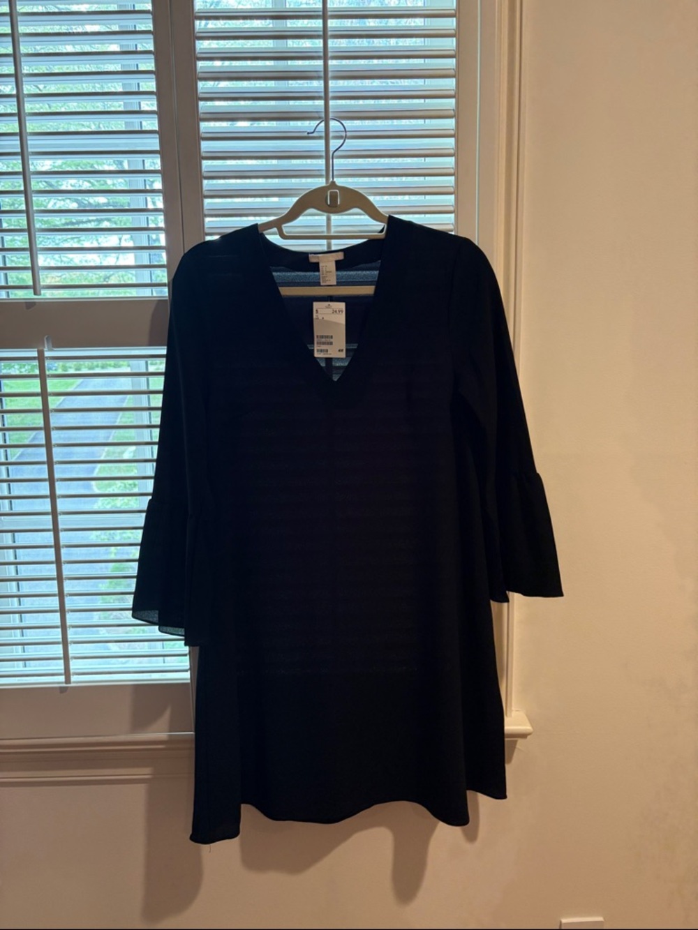 H&M Black V-Neck Bell Sleeve Tunic